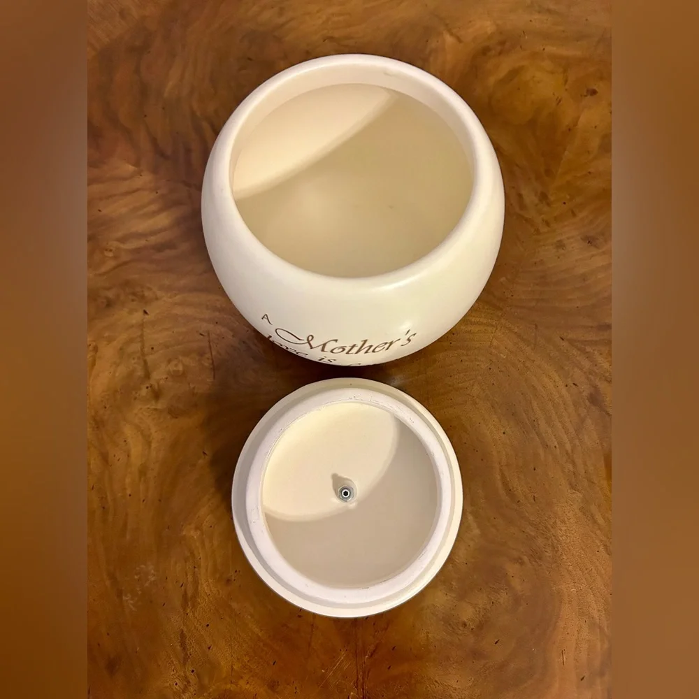 Trinket Storage Jar With Lid “ A Mother’s Love is Forever “.